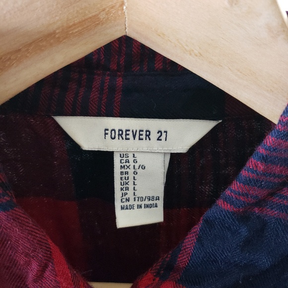 Forever 21 Red Plaid Button Up Top - Picture 4 of 5